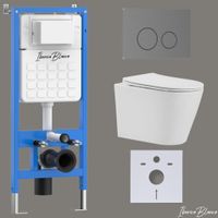 Комплект 3в1 IBERICA BLANCA инсталляция SILENCIO, унитаз BURGOS ALTO белый, кнопка смыва INOX-О вороненая сталь (IB001.BRA.231.8180) — фото 1, Комплекты унитаз + инсталляция