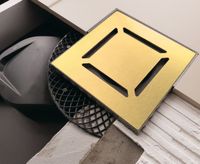 Трап BERGES водосток PLATZ Norma 100х100, золото глянец, S-сифон D50 H60 боковой арт-092158 — фото 5, Трапы для душа