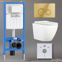 Комплект 3в1 IBERICA BLANCA инсталляция SILENCIO, унитаз BILBAO ALTO белый, кнопка смыва ESTI-O золото глянцевое (IB001.BLA.231.826) — фото 1, Комплекты унитаз + инсталляция