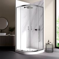 Душевой угол Veconi Rovigo RV-202GR, 800x800x1900, брашированный графит, прозрачное стекло RV202GR-80-01-C4 — фото 1, Душевые уголки четверть круга