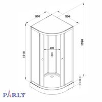Душевая кабина Parly 80х80, с низким поддоном, профиль хром, стекло матовое арт-BETT831 — фото 6, Душевые кабины