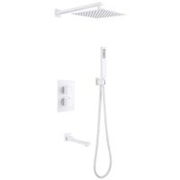 Душевая система ABBER Daheim скрытого монтажа с изливом, термостат, белая матовая арт-AF8250W — фото 1, Встраиваемые душевые комплекты