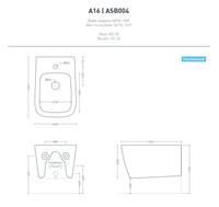 Биде Artceram A16 подвесное с одним отверстием цвет черный матовый арт-ASB004 17 00 — фото 2, Биде подвесные