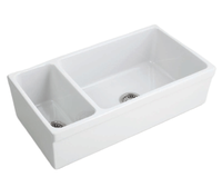 Кухонная мойка SIMAS LAVABI накладная двойная глазированная с 4 сторон без отверстий цвет белый Q542 — фото 1, Кухонные мойки