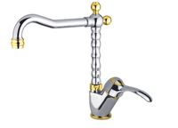 Смеситель для раковины Webert Aurora , хром/золото арт-AU831702017 — фото 1, Смесители для раковины