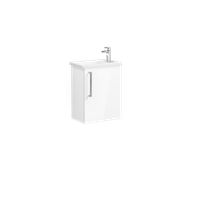 Root Тумба 45 см с раковиной с дверцей глянцевый белый правый VITRA арт-66330 — фото 1, Тумбы с раковиной