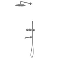 Душевая система ABBER Wasser Kreis 316 AF8150BGG скрытого монтажа с изливом, термостат, оружейная сталь брашированная — фото 1, Встраиваемые душевые комплекты