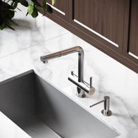 Смеситель для кухни SANCOS Spin с поворотным и вытяжным изливом, c краном для фильтрованной воды, цвет брашированный никель, арт. арт-SC4015BN — фото 3, Смесители для кухни