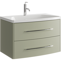 Подвесная тумба в цвете шалфей зеленый с двумя ящиками с умывальником из литьевого мрамора арт-NER0108SH — фото 4, Тумбы с раковиной