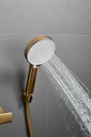 Смеситель для ванны однорычажный с длинным изливом и душем BELZ, брашированное золото, арт-B22813-5 — фото 5, Смеситель для ванны