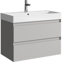 Подвесная тумба с двумя ящиками 81 см, цвет серый туман с умывальником арт-GE01082ST — фото 3, Тумбы с раковиной