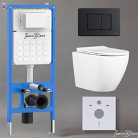 Комплект 3в1 IBERICA BLANCA инсталляция SILENCIO, унитаз BILBAO ALTO белый, кнопка смыва INOX-C черный матовый (IB001.BLA.234.112) — фото 1, Комплекты унитаз + инсталляция