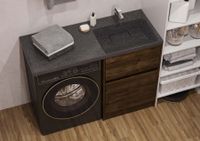 Раковина ЛОНДРИ 120, правая, графит арт-1A72243KLH21R — фото 11, Раковины встраиваемые сверху