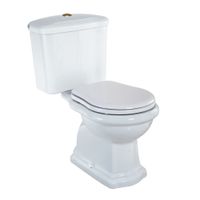 BELLA Комплект унитаз моноблок выпуск в пол, бачок с кнопкой золото, белый (БЕЗ КРЫШКИ) 31093 — фото 1, Унитазы