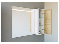 Шкафчик с дверью на петлях с доводчиком может быть установлен слева или справа относительно зеркала. арт-Mai.04.25 — фото 1, Шкафы для ванной