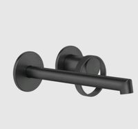 Смеситель для раковины, Gessi, Anello, тип открывания воды-однорычажный, тип регулирования воды-керамический картридж, монтаж-настенный встраиваемый, отверстия для монтажа-2, высота, мм-82, вынос излива, мм-175-205, тип излива-неподвижный, донный клапан-отсутствует, тип подводки-жесткая, стандарт подвода воды-1/2", внутренняя часть-необходимо заказать, цвет-черный матовый арт-63383.299 — фото 2, Смесители для раковины