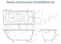 Ванна чугунная Delice Continental 120х70 с антискользящим покрытием DLR230640-AS — фото 3, Чугунные ванны