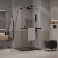 Душевая перегородка Niagara Nova (120х195) черный матовый,стекло прозрачное,с полкой,1 место арт-NG-670-12ВLACK — фото 1, Душевые перегородки