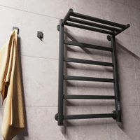 Полотенцесушитель электрический ВИД 81-10 ПРОФИЛЬНЫЙ с полкой 810х500, скр.монтаж, СНШ, черный матовый(RAL 9005), (Ferrum, равномерные перкаладины), Маргроид арт-8110p-8050-1083-9005R — фото 1, Электрические полотенцесушители