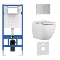 Комплект 3в1 IBERICA BLANCA инсталляция SILENCIO, унитаз BILBAO ALTO белый, кнопка смыва INOX-R хром матовый (IB001.BLA.231.1501) — фото 1, Комплекты унитаз + инсталляция