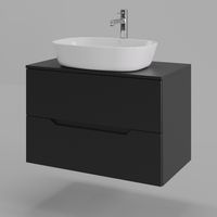 Orange Line Li-80TubMDF+B08-500W тумба с раковиной подвесная 80 см, черный/белый Li-80TubMDF+B08-500W — фото 1, Тумбы с раковиной