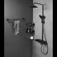 Товар: Душевая система AZARIO с поворотным изливом, керамический картридж, черный матовый арт-AZ-801-2B - фото 5 Душевая система AZARIO с поворотным изливом, керамический картридж, черный матовый арт-AZ-801-2B — фото 5, Душевые стойки