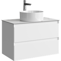 Подвесная тумба с двумя ящиками 81 см, цвет белый со столешницей мрамор белый и наставным умывальником арт-GE01082WM+STG814X476MW — фото 5, Тумбы с раковиной