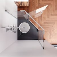 W87G-405-9090-MT Sunny душ огражд 5-угольн, распашн дверь 90x90 серебро,стекло прозрачн — фото 1, Душевые кабины и ограждения