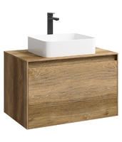 Подвесная тумба 80 см с двумя ящиками: основной и внутренний, скрытый за фасадом. Цвет дуб балтийский; с умывальником арт-MOB0108DB+MOB0708DB — фото 5, Тумбы с раковиной