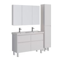 Шкаф зеркальный Lemark UNIVERSAL 120х80 см 3-х дверный, цвет корпуса: Белый глянец арт-LM120ZS-U — фото 3, Зеркальные шкафы в ванную