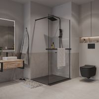 Душевая перегородка Niagara Nova (120х195) черный матовый,стекло прозрачное,с полкой,1 место арт-NG-670-12ВLACK — фото 3, Душевые перегородки