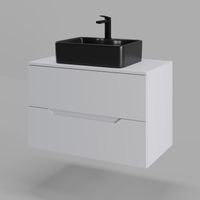 Orange Line тумба с раковиной подвесная 80 см, белый/черный арт-Li-80TuwMDF+B01-475MB — фото 1, Тумбы с раковиной