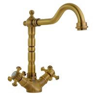 PRESTIGE См-ль д/раковины излив "змейка", донный клапан "click-clack", бронза 31615 — фото 1, Смесители для раковины