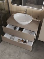 Orange Line Li-100TuLMDF+B08-585W тумба с раковиной подвесная 100 см, латте/белый Li-100TuLMDF+B08-585W — фото 4, Тумбы с раковиной