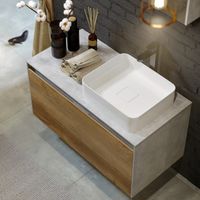 Подвесная тумба 80 см с двумя ящиками: основной и внутренний, скрытый за фасадом. Цвет дуб балтийский; с умывальником арт-MOB0108DB+MOB0708DB — фото 4, Тумбы с раковиной