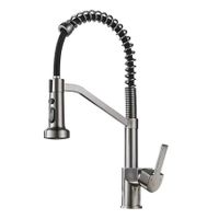 Смеситель для кухни с гибким изливом и режимом душ Haiba , оружейная сталь арт-HB73826-3 — фото 1, Смесители для кухни