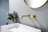 Товар: AQ1313BG ЕВРОПА смеситель для раковины настенный 2 отв. (внешняя и скрытая часть), шлиф. золото - фото 4 AQ1313BG ЕВРОПА смеситель для раковины настенный 2 отв. (внешняя и скрытая часть), шлиф. золото — фото 4, Смесители для раковины