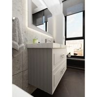 Тумба под раковину подвесная La Fenice Cubo TWIN FNC-01-CUB-C-100-2, бежевая — фото 7, Тумбы под раковину