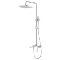 Душевая система Azario Conda с квадратным тропическим душем, керамический картридж, шланг 150 см, сатин арт-AZ-K2411BN — фото 1, Душевые стойки