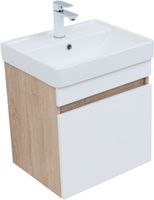 Тумба с раковиной Aquanet Оптима 50 цв. дуб светлый/белый сатин 00345350 — фото 2, Тумбы с раковиной