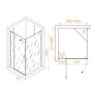 Душевой уголок RGW LE-044 (LE-004+Z-14) 1000x1000 06124400-11 — фото 1, Душевые уголки