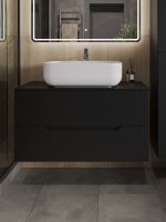 Orange Line Li-100TubMDF+B03-600W тумба с раковиной подвесная 100 см, черный/белый Li-100TubMDF+B03-600W — фото 3, Тумбы с раковиной