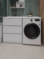 Orange Sistema Тумба напольная с левой раковиной 130 см под стиральную машину, белый арт-ST-70TUW+RAL — фото 8, Тумбы с раковиной