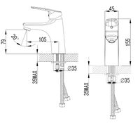 Смеситель для раковины AZARIO EVORA керамический картридж, хром арт-AZ-WKE168043C — фото 2, Смесители для раковины