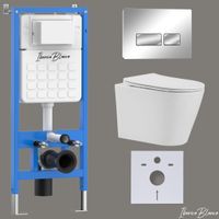 Комплект 3в1 IBERICA BLANCA инсталляция SILENCIO, унитаз BURGOS ALTO белый, кнопка смыва ESTI-R хром глянцевый арт-IB001.BRA.234.213 — фото 1, Комплекты унитаз + инсталляция