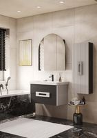 Шкаф-колонна АР-ДЕКО 40, двустворчатая, подвесная, серый кобальт 1A284703DD8D0 — фото 5, Шкафы для ванной