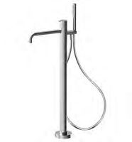 Смеситель для ванны и душа, Fima Carlo Frattini, Snap, тип открывания воды-однорычажный, тип регулирования воды-керамический картридж, монтаж-напольный, отверстия для монтажа-1, вынос излива, мм-254, ручной душ-в комплекте, гибкий шланг хромалюкс,мм-1500, внутренняя часть-необходимо заказать, цвет-белый матовый арт-F3114/6NBS — фото 1, Смеситель для ванны