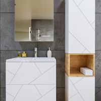 Комплект мебели для ванной Бриклаер КРИСТАЛЛ 60ZB, белый/дуб бунратти — фото 9, Комплекты мебели для ванной