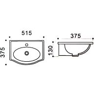 Раковина Azario 51,5х37,5х13 подвесная, белая арт-AZ-405 — фото 2, Раковины подвесные
