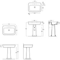 Раковина SIMAS EVOLUTION подвесная на пьедестал с одним отверстием цвет белый EVO11 — фото 2, Раковины подвесные